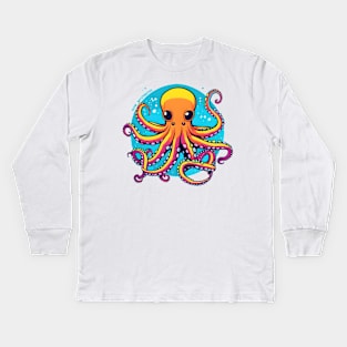 Mysterious Cthulhu Octopus friendly creature design Kids Long Sleeve T-Shirt